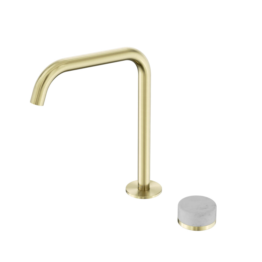 Nero Serenity Progressive Bath/Kitchen Mixer Edge Spout With Carrara Handle Brushed Gold Tapware Nero Default Title