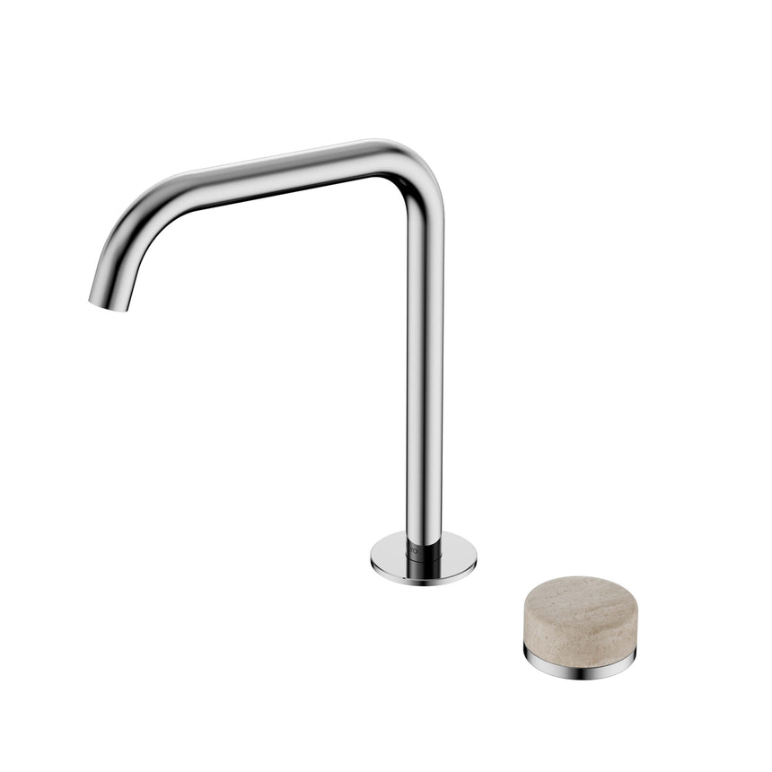 Nero Serenity Progressive Bath/Kitchen Mixer Edge Spout With Rome Travertine Handle Chrome Tapware Nero Default Title