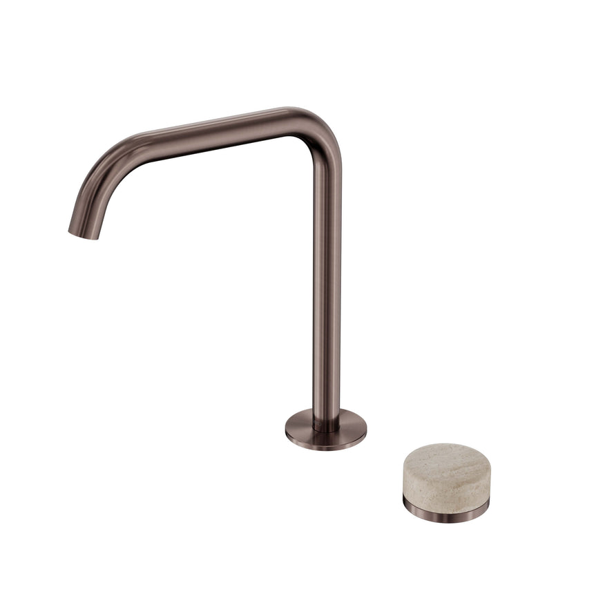 Nero Serenity Progressive Bath/Kitchen Mixer Edge Spout With Rome Travertine Handle Brushed Bronze Tapware Nero Default Title