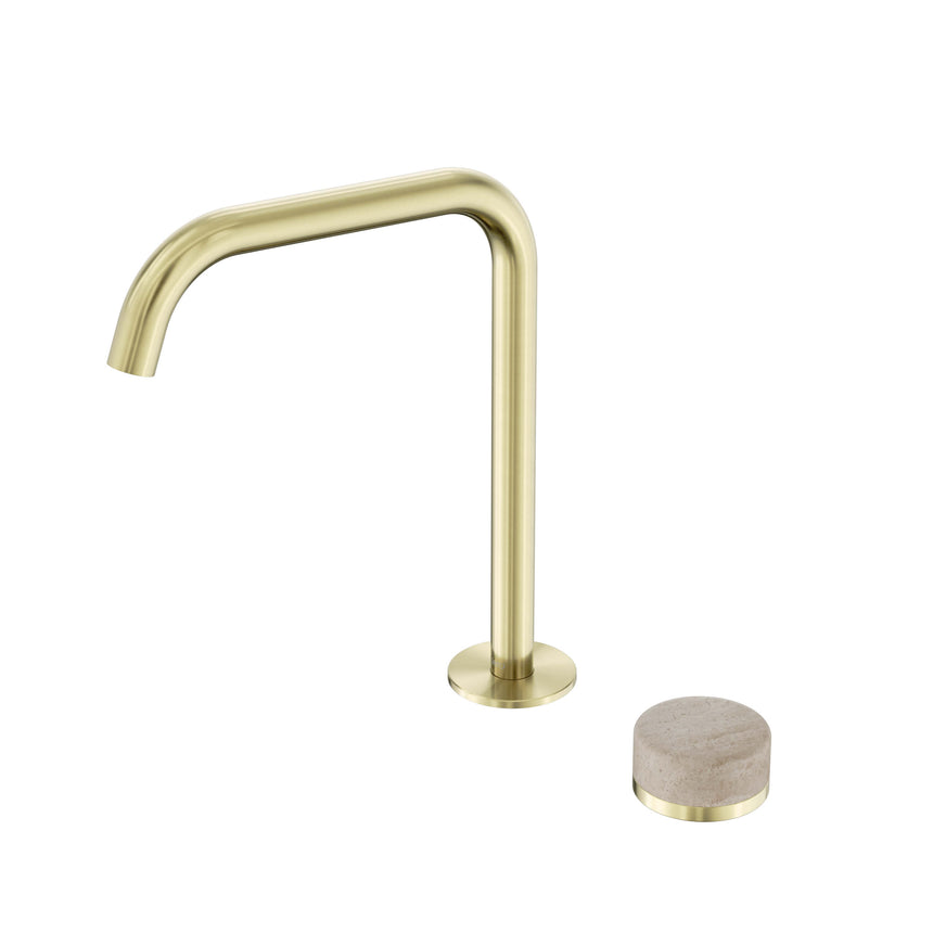 Nero Serenity Progressive Bath/Kitchen Mixer Edge Spout With Rome Travertine Handle Brushed Gold Tapware Nero Default Title