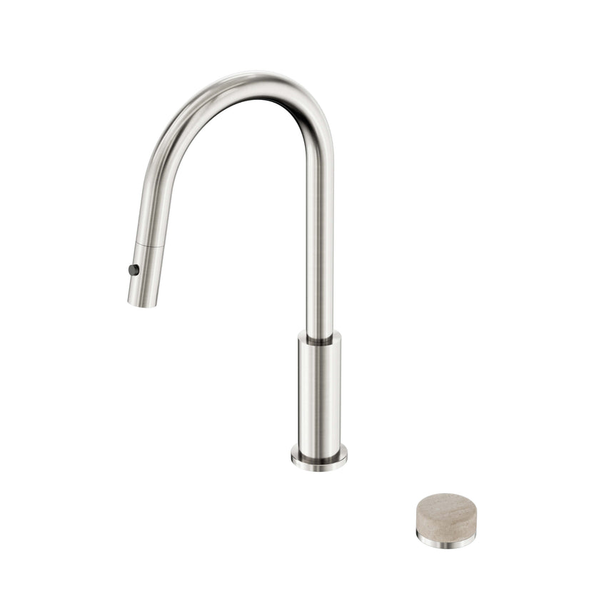 Nero Serenity Progressive Pull Out kitchen Set With Rome Travertine Handle Brushed Nickel Tapware Nero Default Title