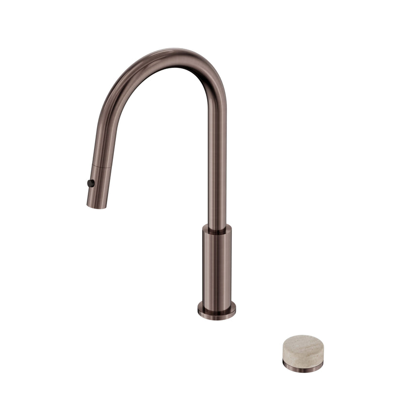 Nero Serenity Progressive Pull Out kitchen Set With Rome Travertine Handle Brushed Bronze Tapware Nero Default Title