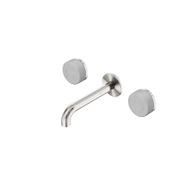 Nero Serenity Wall Basin Set 160mm Spout With Carrara Handle Brushed Nickel Tapware Nero Default Title