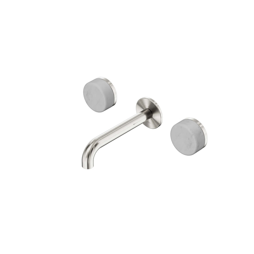 Nero Serenity Wall Basin Set 160mm Spout With Carrara Handle Brushed Nickel Tapware Nero Default Title