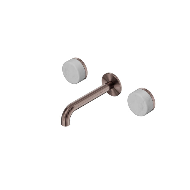 Nero Serenity Wall Basin Set 160mm Spout With Carrara Handle Brushed Bronze Tapware Nero Default Title