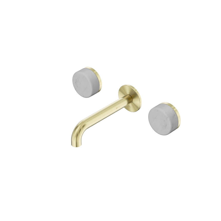 Nero Serenity Wall Basin Set 160mm Spout With Carrara Handle Brushed Gold Tapware Nero Default Title