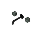 Nero Serenity Wall Basin Set 160mm Spout With Verde Alpi Handle Matte Black