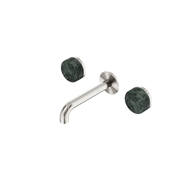 Nero Serenity Wall Basin Set 160mm Spout With Verde Alpi Handle Brushed Nickel Tapware Nero Default Title