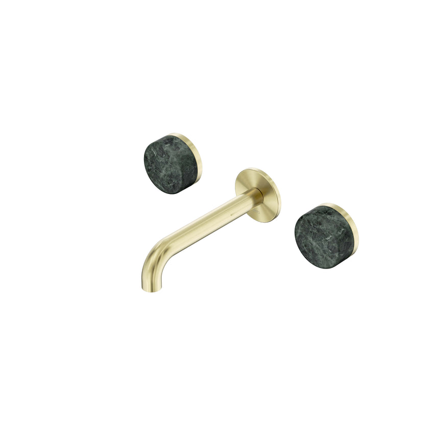 Nero Serenity Wall Basin Set 160mm Spout With Verde Alpi Handle Brushed Gold Tapware Nero Default Title