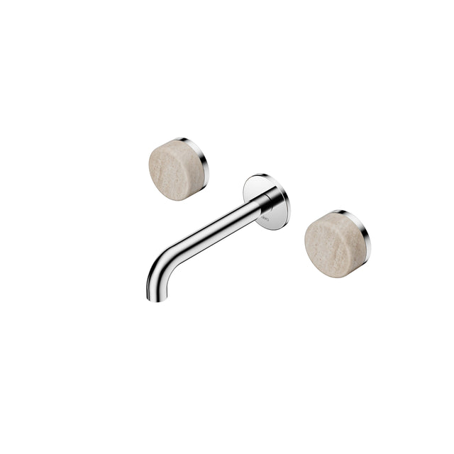 Nero Serenity Wall Basin Set 160mm Spout With Rome Travertine Handle Chrome Tapware Nero Default Title