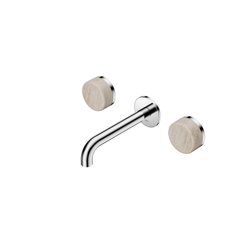 Nero Serenity Wall Basin Set 160mm Spout With Rome Travertine Handle Chrome Tapware Nero Default Title
