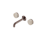 Nero Serenity Wall Basin Set 160mm Spout With Rome Travertine Handle Brushed Bronze