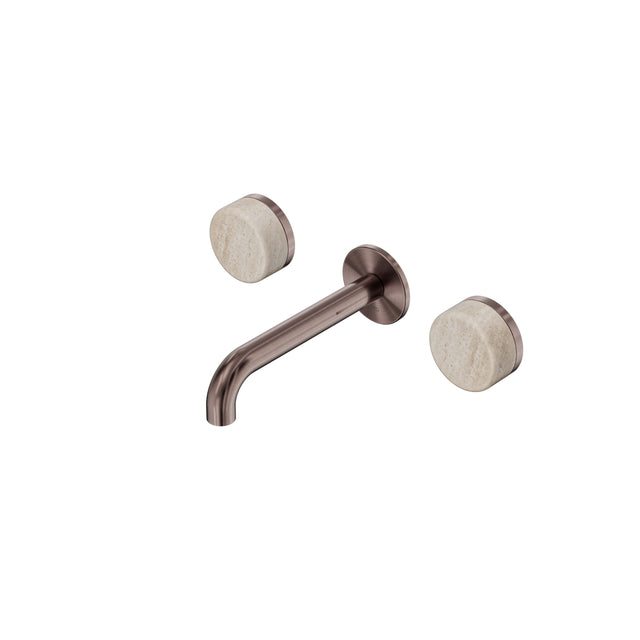 Nero Serenity Wall Basin Set 160mm Spout With Rome Travertine Handle Brushed Bronze Tapware Nero Default Title