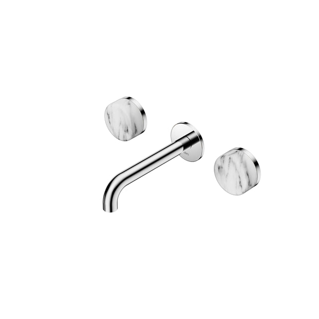 Nero Serenity Wall Basin Set 160mm Spout With Arabescato Corchia Handle Chrome Tapware Nero Default Title