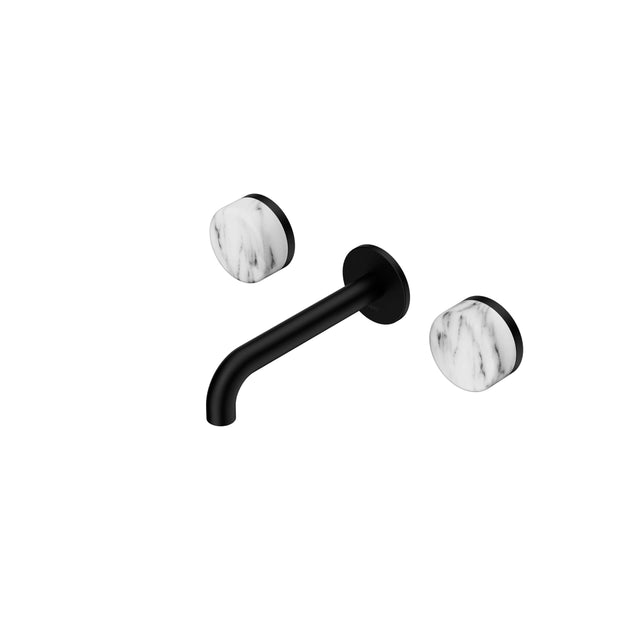 Nero Serenity Wall Basin Set 160mm Spout With Arabescato Corchia Handle Matte Black Tapware Nero Default Title