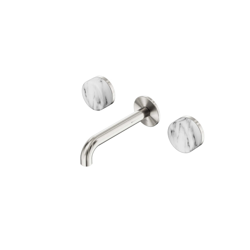 Nero Serenity Wall Basin Set 160mm Spout With Arabescato Corchia Handle Brushed Nickel Tapware Nero Default Title
