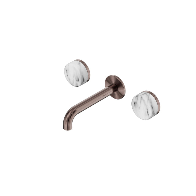 Nero Serenity Wall Basin Set 160mm Spout With Arabescato Corchia Handle Brushed Bronze Tapware Nero Default Title