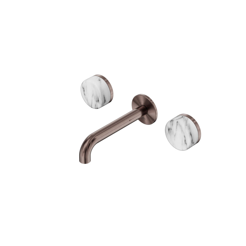 Nero Serenity Wall Basin Set 160mm Spout With Arabescato Corchia Handle Brushed Bronze Tapware Nero Default Title