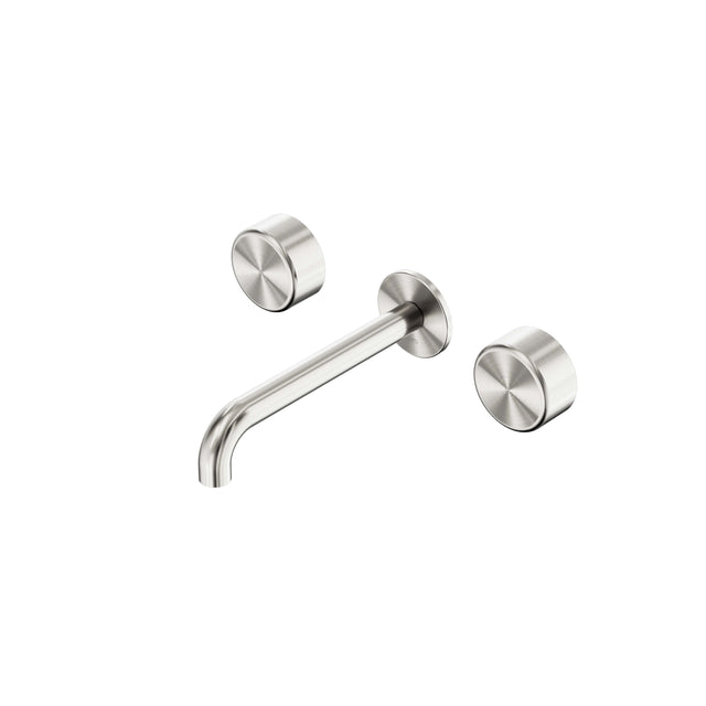 Nero Serenity Wall Basin Set 160mm Spout With Metal Handle Brushed Nickel Tapware Nero Default Title