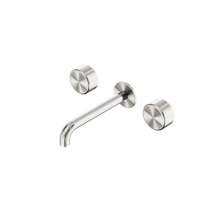 Nero Serenity Wall Basin Set 160mm Spout With Metal Handle Brushed Nickel Tapware Nero Default Title