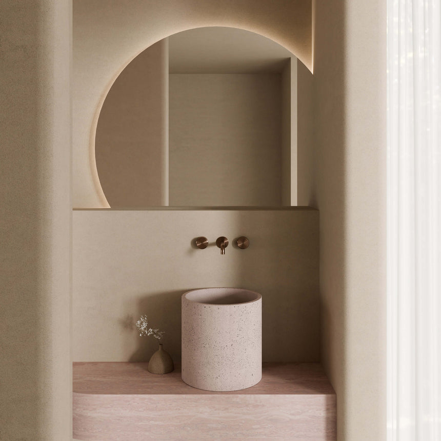 Nero Serenity Wall Basin Set 160mm Spout With Metal Handle Brushed Bronze Tapware Nero