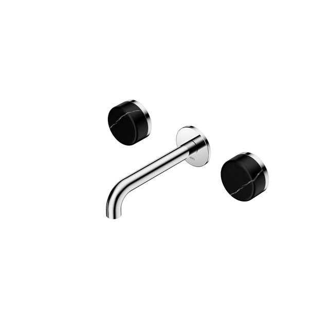 Nero Serenity Wall Basin Set 160mm Spout With Marquina Black Handle Chrome Tapware Nero Default Title
