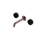Nero Serenity Wall Basin Set 160mm Spout With Marquina Black Handle Brushed Bronze