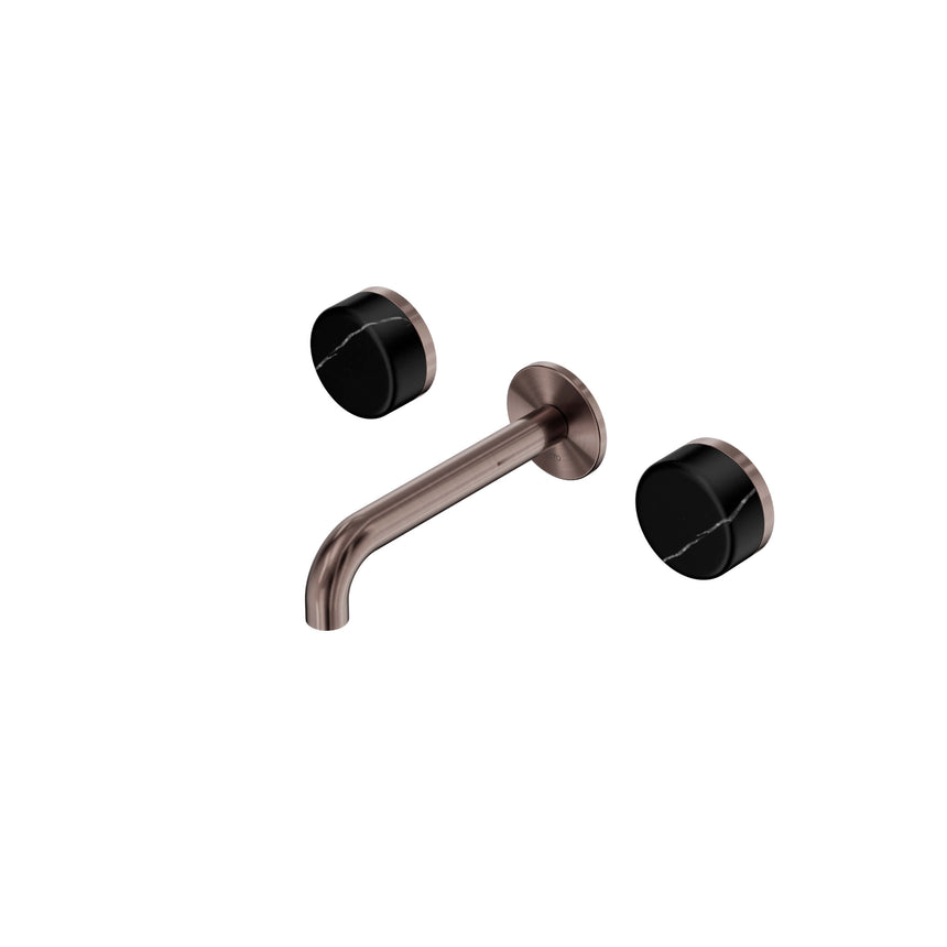 Nero Serenity Wall Basin Set 160mm Spout With Marquina Black Handle Brushed Bronze Tapware Nero Default Title