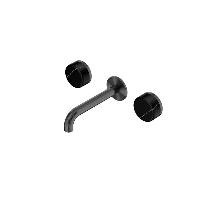 Nero Serenity Wall Basin Set 160mm Spout With Marquina Black Handle Gun Metal Tapware Nero Default Title