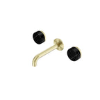 Nero Serenity Wall Basin Set 160mm Spout With Marquina Black Handle Brushed Gold