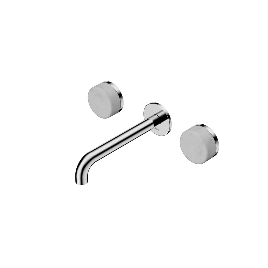 Nero Serenity Wall Basin Set 185mm Spout With Carrara Handle Chrome Tapware Nero Default Title
