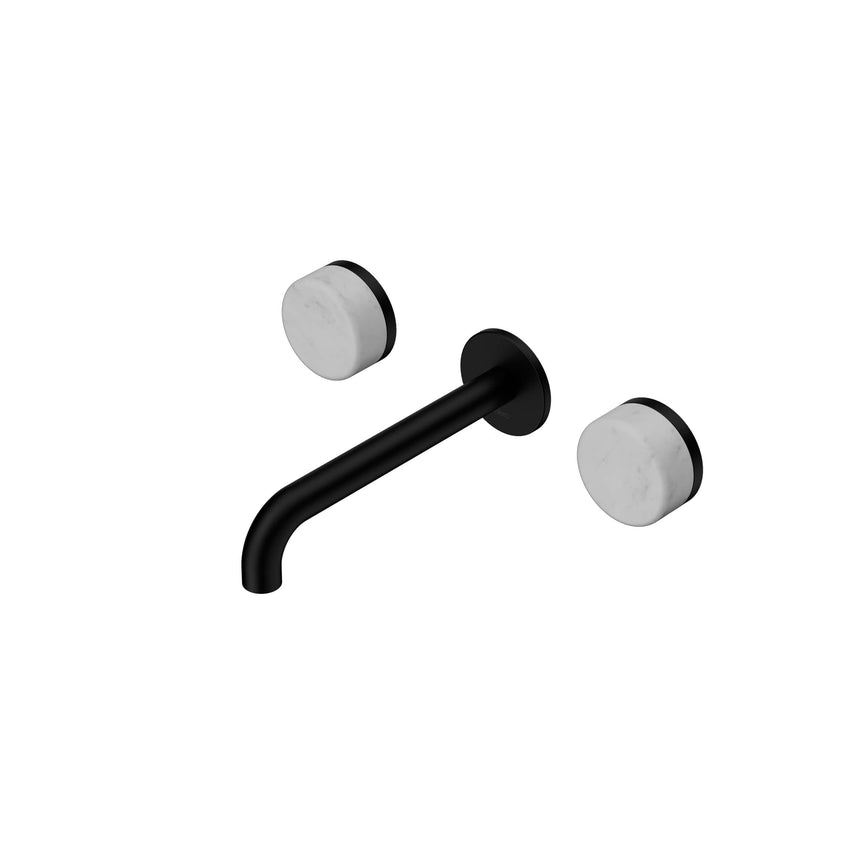 Nero Serenity Wall Basin Set 185mm Spout With Carrara Handle Matte Black Tapware Nero Default Title