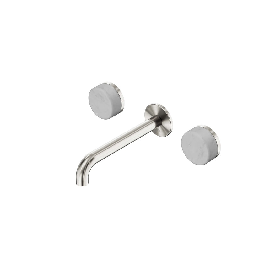 Nero Serenity Wall Basin Set 185mm Spout With Carrara Handle Brushed Nickel Tapware Nero Default Title
