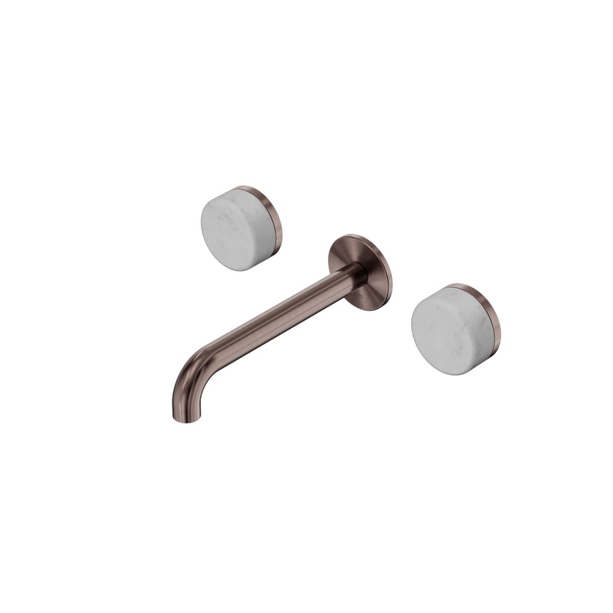 Nero Serenity Wall Basin Set 185mm Spout With Carrara Handle Brushed Bronze Tapware Nero Default Title