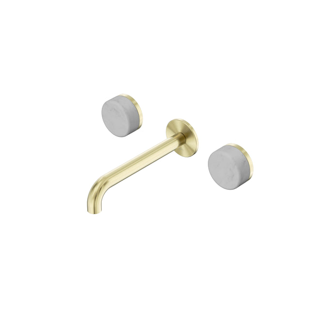 Nero Serenity Wall Basin Set 185mm Spout With Carrara Handle Brushed Gold Tapware Nero Default Title