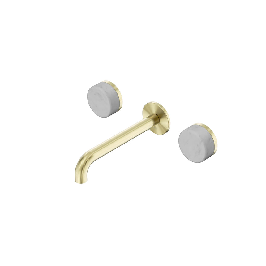 Nero Serenity Wall Basin Set 185mm Spout With Carrara Handle Brushed Gold Tapware Nero Default Title