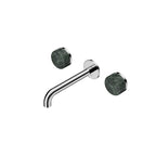 Nero Serenity Wall Basin Set 185mm Spout With Verde Alpi Handle Chrome