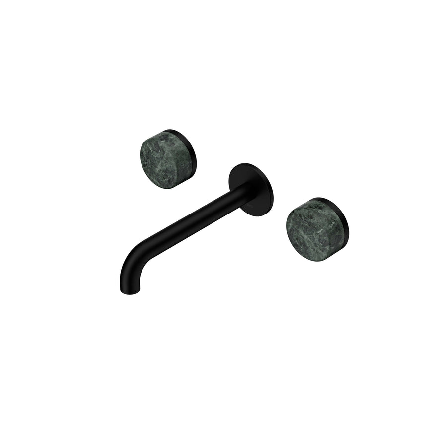 Nero Serenity Wall Basin Set 185mm Spout With Verde Alpi Handle Matte Black Tapware Nero Default Title