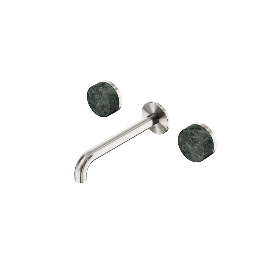 Nero Serenity Wall Basin Set 185mm Spout With Verde Alpi Handle Brushed Nickel Tapware Nero Default Title