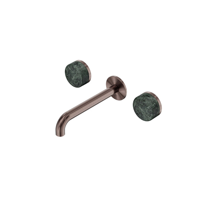 Nero Serenity Wall Basin Set 185mm Spout With Verde Alpi Handle Brushed Bronze Tapware Nero Default Title