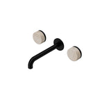 Nero Serenity Wall Basin Set 185mm Spout With Rome Travertine Handle Matte Black