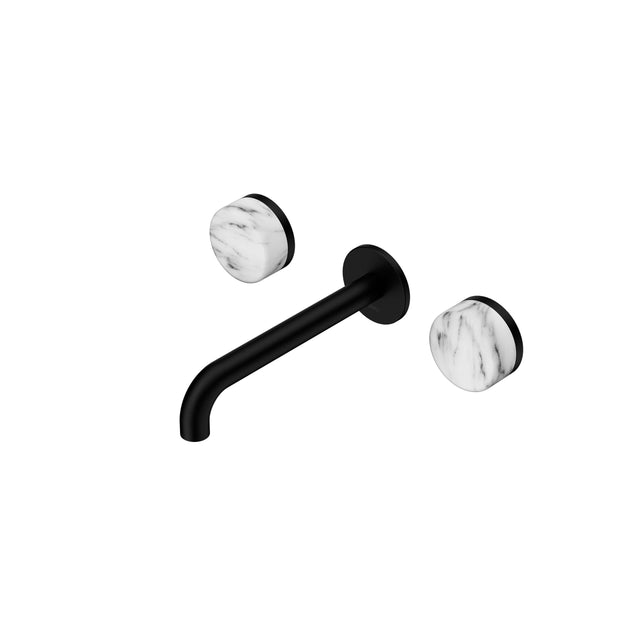 Nero Serenity Wall Basin Set 185mm Spout With Arabescato Corchia Handle Matte Black Tapware Nero Default Title