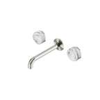 Nero Serenity Wall Basin Set 185mm Spout With Arabescato Corchia Handle Brushed Nickel