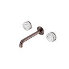 Nero Serenity Wall Basin Set 185mm Spout With Arabescato Corchia Handle Brushed Bronze