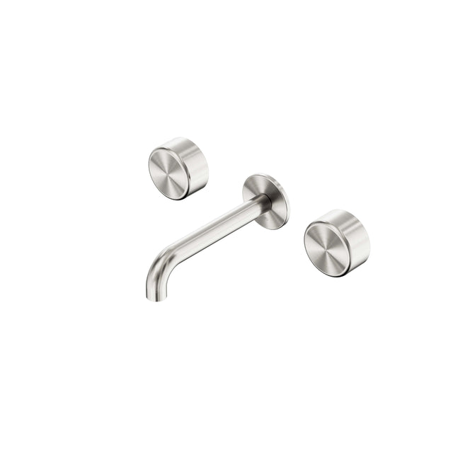 Nero Serenity Wall Basin Set 185mm Spout With Metal Handle Brushed Nickel Tapware Nero Default Title