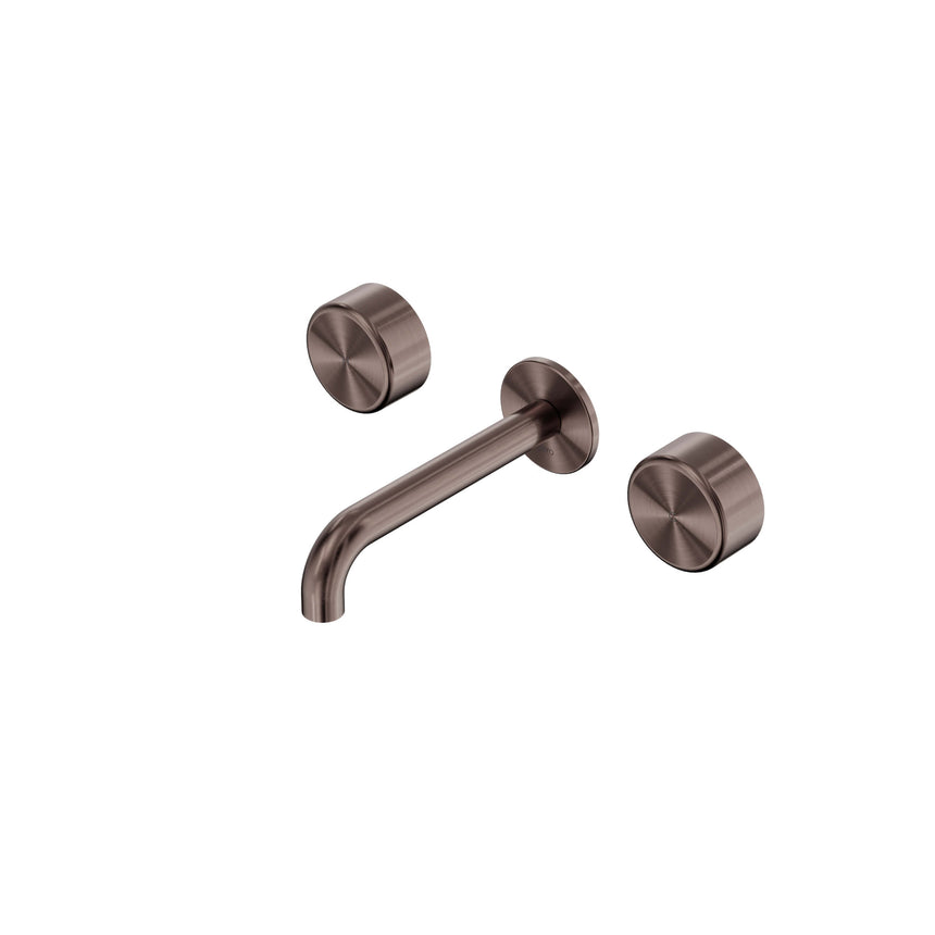 Nero Serenity Wall Basin Set 185mm Spout With Metal Handle Brushed Bronze Tapware Nero Default Title