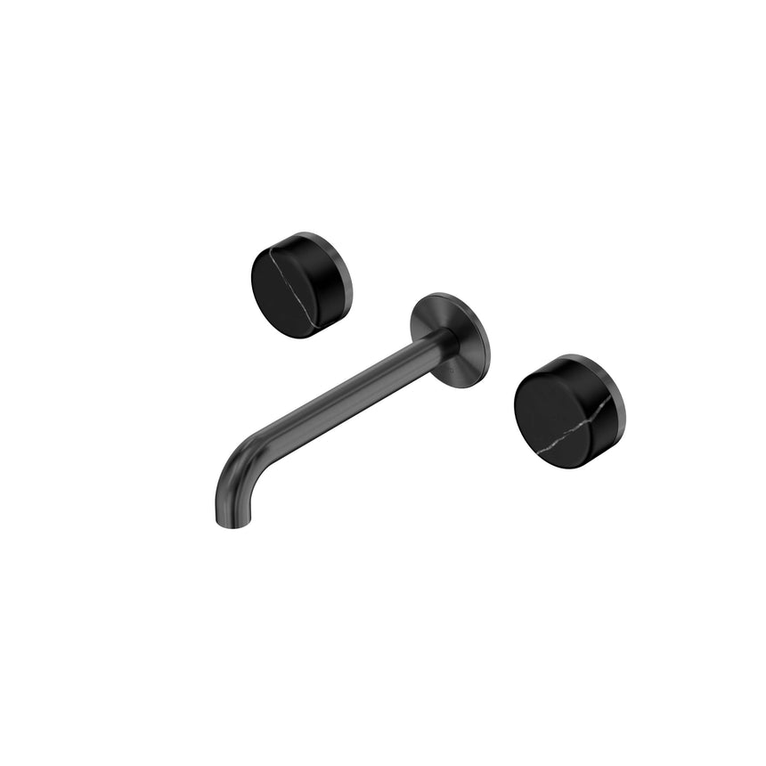 Nero Serenity Wall Basin Set 185mm Spout With Marquina Black Handle Gun Metal Tapware Nero Default Title