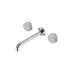 Nero Serenity Wall Basin Set 220mm Spout With Carrara Handle Brushed Nickel