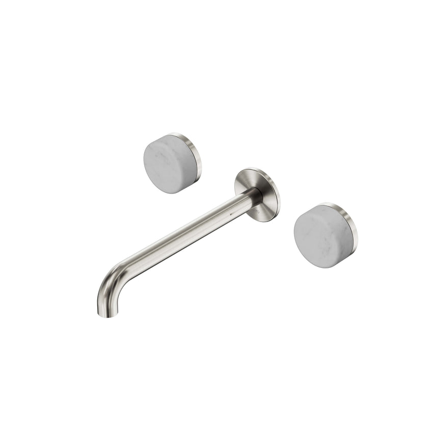 Nero Serenity Wall Basin Set 220mm Spout With Carrara Handle Brushed Nickel Tapware Nero Default Title