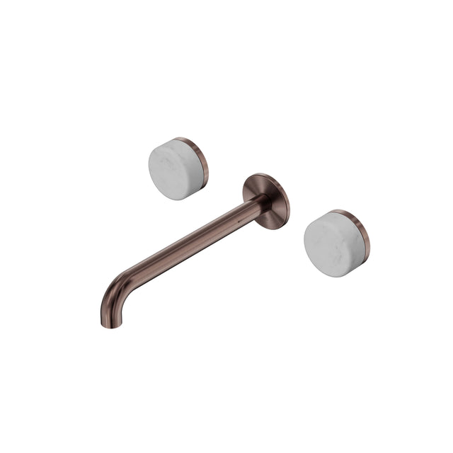 Nero Serenity Wall Basin Set 220mm Spout With Carrara Handle Brushed Bronze Tapware Nero Default Title